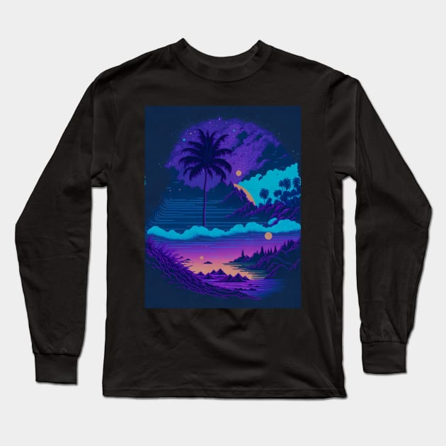 beach at sunset Long Sleeve T-Shirt by vaporgraphic